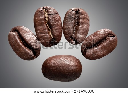 Coffee Bean, Directly Above, Four Objects.