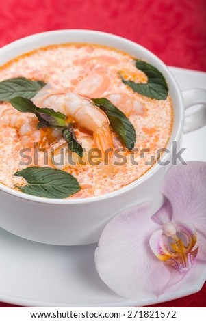 Food, thai soup with shrim, sweet and sour thai soup.