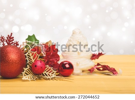 Holiday. Christmas festive background with wooden deck table
