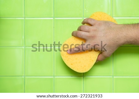 Cleaning. Cleaning House - Scrubbing Tile