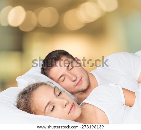 Sleeping, Couple, Bed.