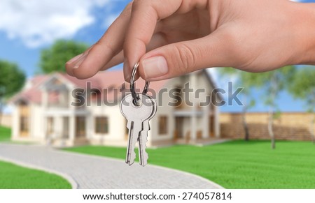 Key. Hand with key