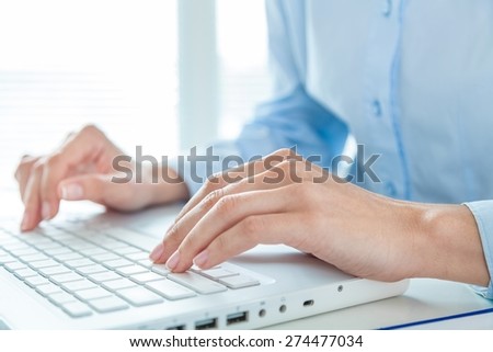Keyboard, hands, operator.
