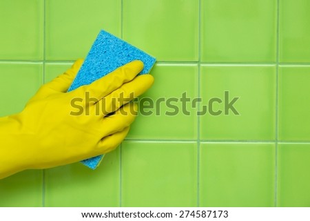 Cleaning. Cleaning House - Scrubbing Tile