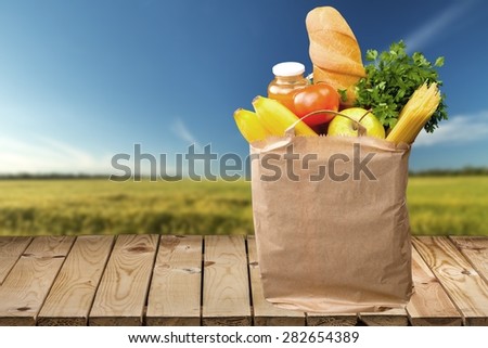 Groceries, Bag, Food.