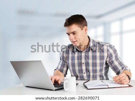 Laptop, student, boy.