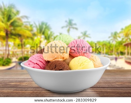 Ice, cream, bowl.