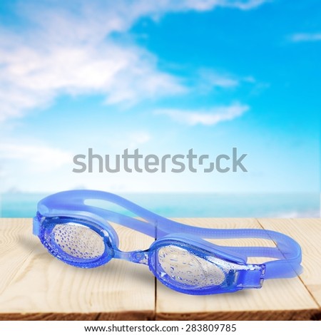 Swimming Goggles, Blue, Isolated.