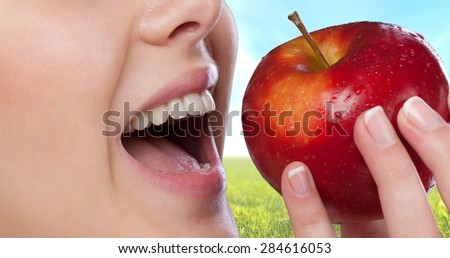 Human Teeth, Smiling, Apple.
