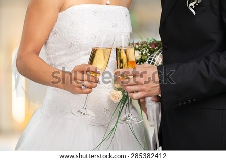 Wedding, Bride, Champagne.