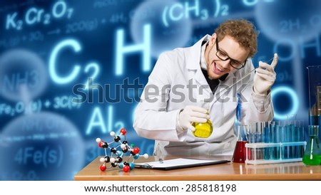 Scientist, mad, lab.