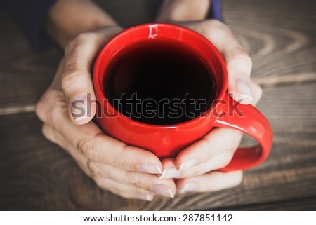 Cup, tea, hand.