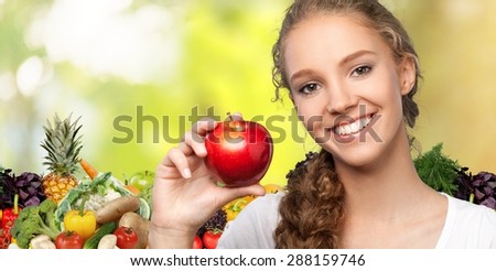 Smiling, Apple, Food.
