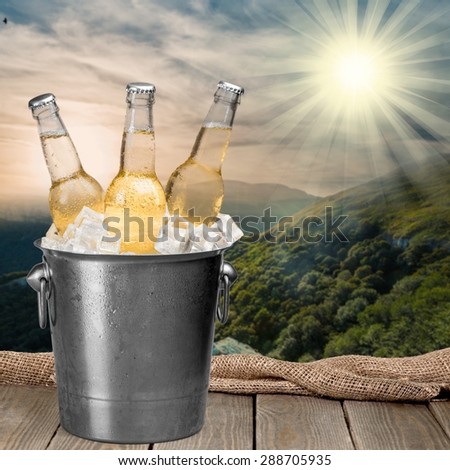 Beer Bottle, Beer, Bucket.