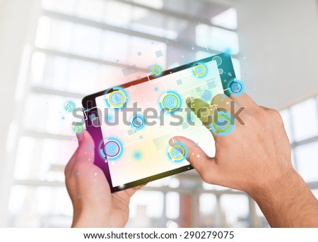 Digital Tablet, Human Hand, Holding.