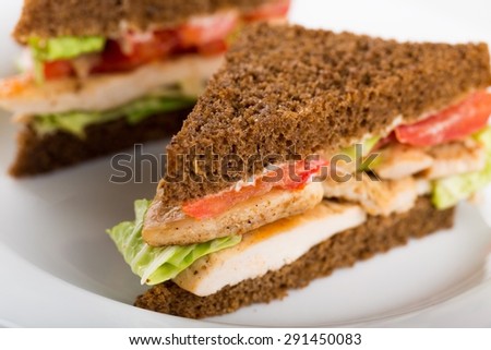 Sandwich, Eggs, Bacon Lettuce And Tomato.