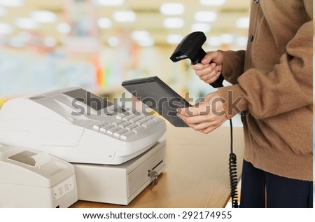 Cash Register, Retail Occupation, Bar Code Reader.
