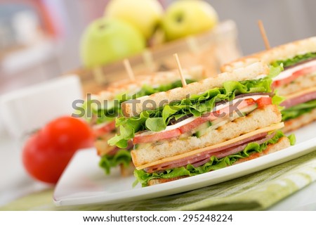 Sandwich, food, buffet.