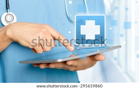 Tablet, doctor, medical.