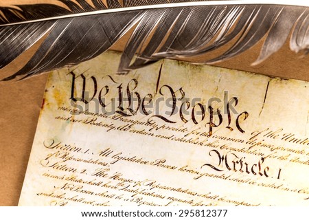 US Constitution, Declaration Of Independence, Quill Pen.