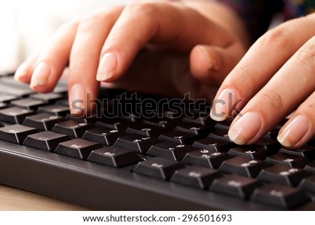 Computer Keyboard, Typing, Human Hand.