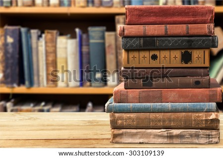 Books, old, stacked.
