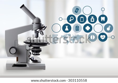 Microscope, Science, Healthcare And Medicine.