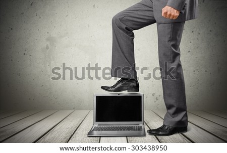 Computer, Frustration, Shoe.