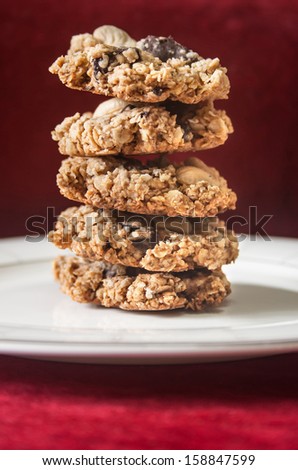 Homemade Oatmeal cookies with Chocolate and Cashew Nut.