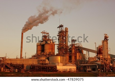 Paper and pulp mill at twilight