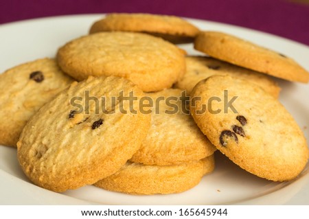 Small group of round cookies on a plate