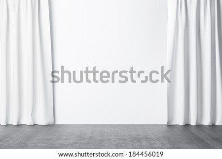 Concrete wall and curtain