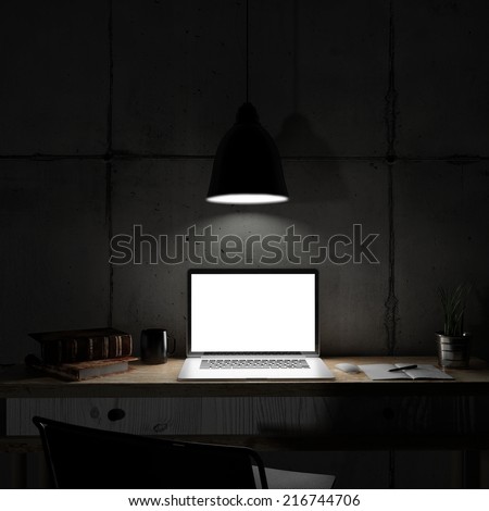 Laptop in night room