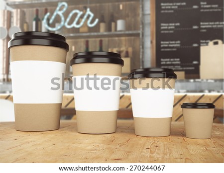 3D rendering of take away coffee cups