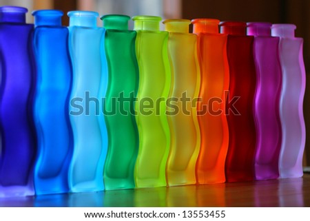some colourful vases on the table, pattern