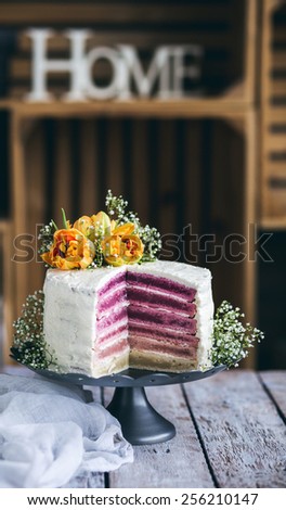 Wedding cake decorated with flowers