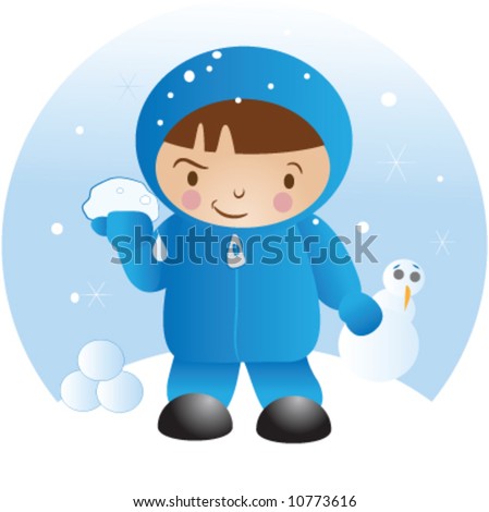 stock vector : a child getting ready for a snowball fight.