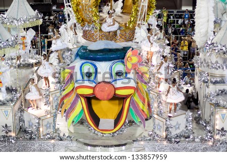 RIO DE JANEIRO - FEBRUARY 10: Show with decorations on carnival Sambodromo in Rio de Janeiro February 10, 2013, Brazil. The Rio Carnival is biggest carnival in world.