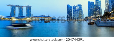 SINGAPORE - JANUARY 24: A business center is located along the Singapore River and Marina Bay, January 24, 2014.Singapur one of the largest financial centers in the world.