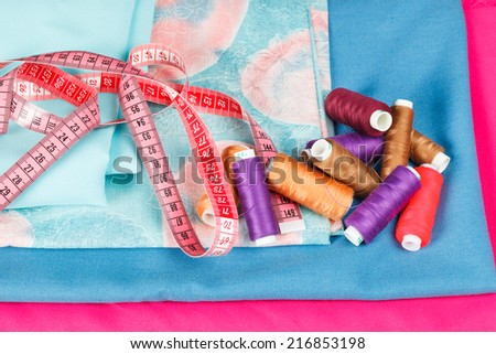set of thread for sewing clothes. fabric for sewing