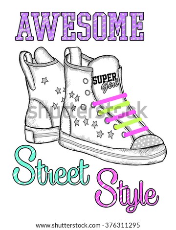 street style shoes graphic for t-shirt