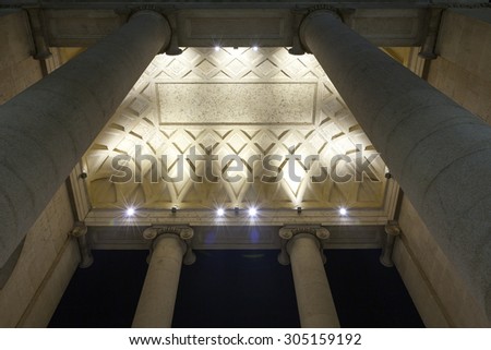 MILAN, ITALY - JULY 21: bottom summer night view of the famous monument of \