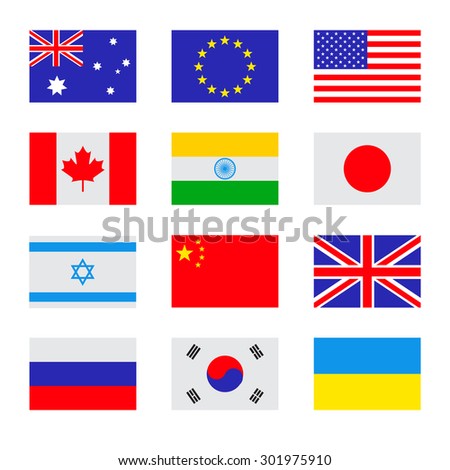 Vector Flat Set Of The Flags Icons. Simple Vector Flags Of The