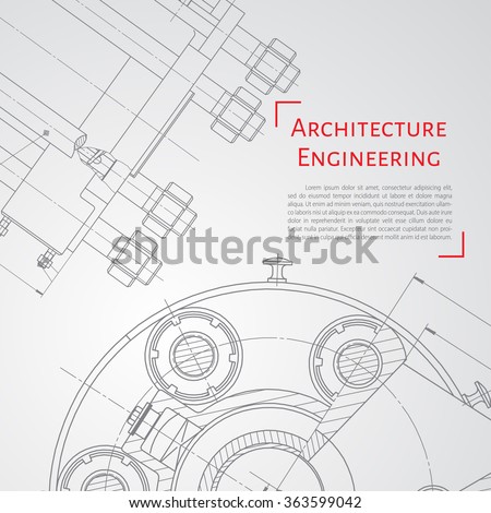 Vector technical blueprint of  mechanism. Engineer illustration. Set of corporate identity templates. Architecture Background