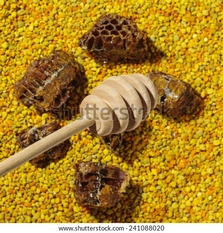 Bee pollen, honeycomb and bee bread