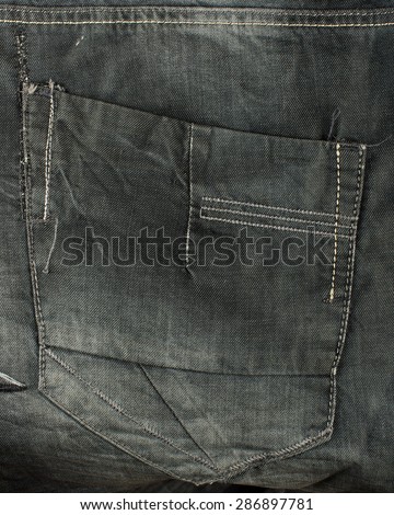 Jeans back pocket close up