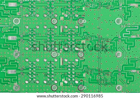 Abstract fragment of microwave printed circuit board PCB