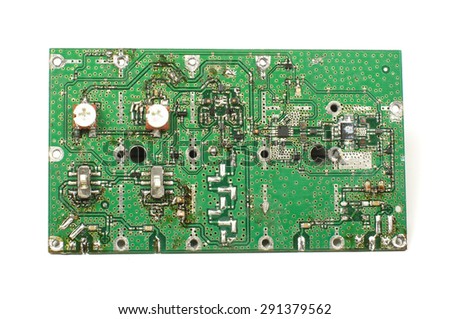 Messy PCB after resoldering and modification real electronics engineering process