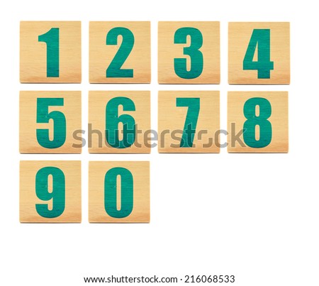 wooden education blocks with numbers on white