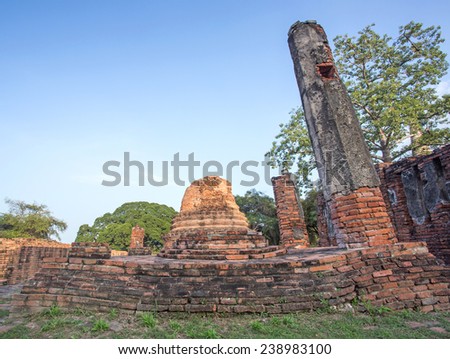 Asian religious architecture. Ancient Buddhist pagoda ruins, Thailand travel landscape and destinations